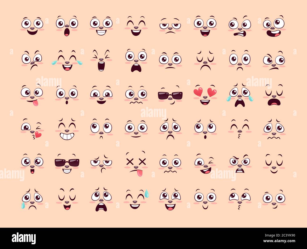 Cute Animal Emoji Collection. Forty eight funny face expressions with animal  nose. Vector illustration in cartoon style Stock Vector Image & Art - Alamy