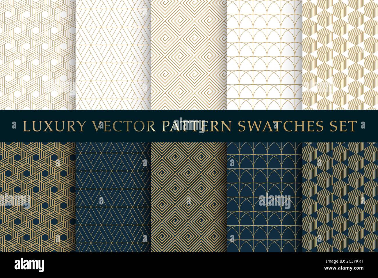 Golden luxury vector swatches pattern pack Stock Vector