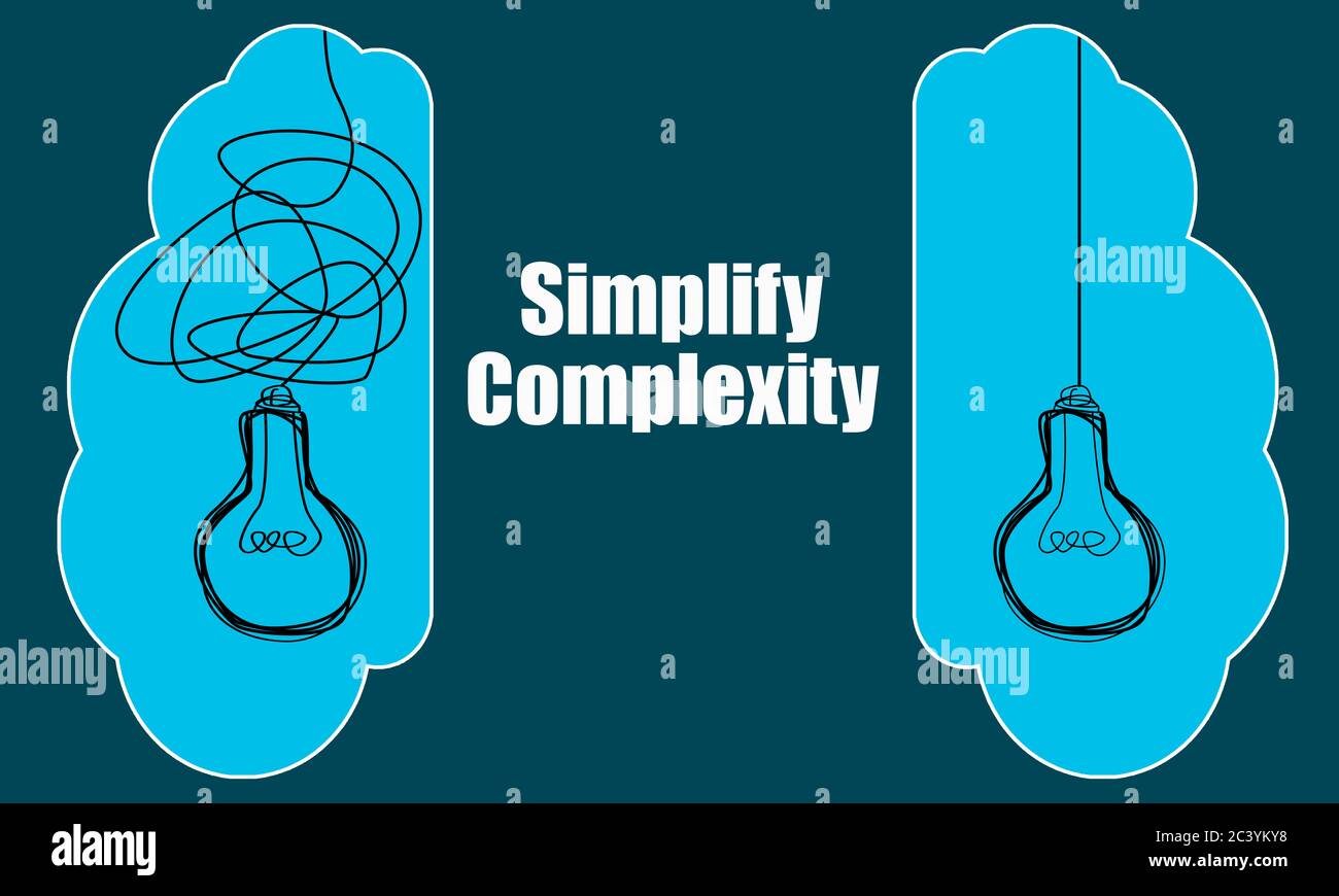 Simplify complexity with light bulbs idea concept, 3d rendering Stock ...