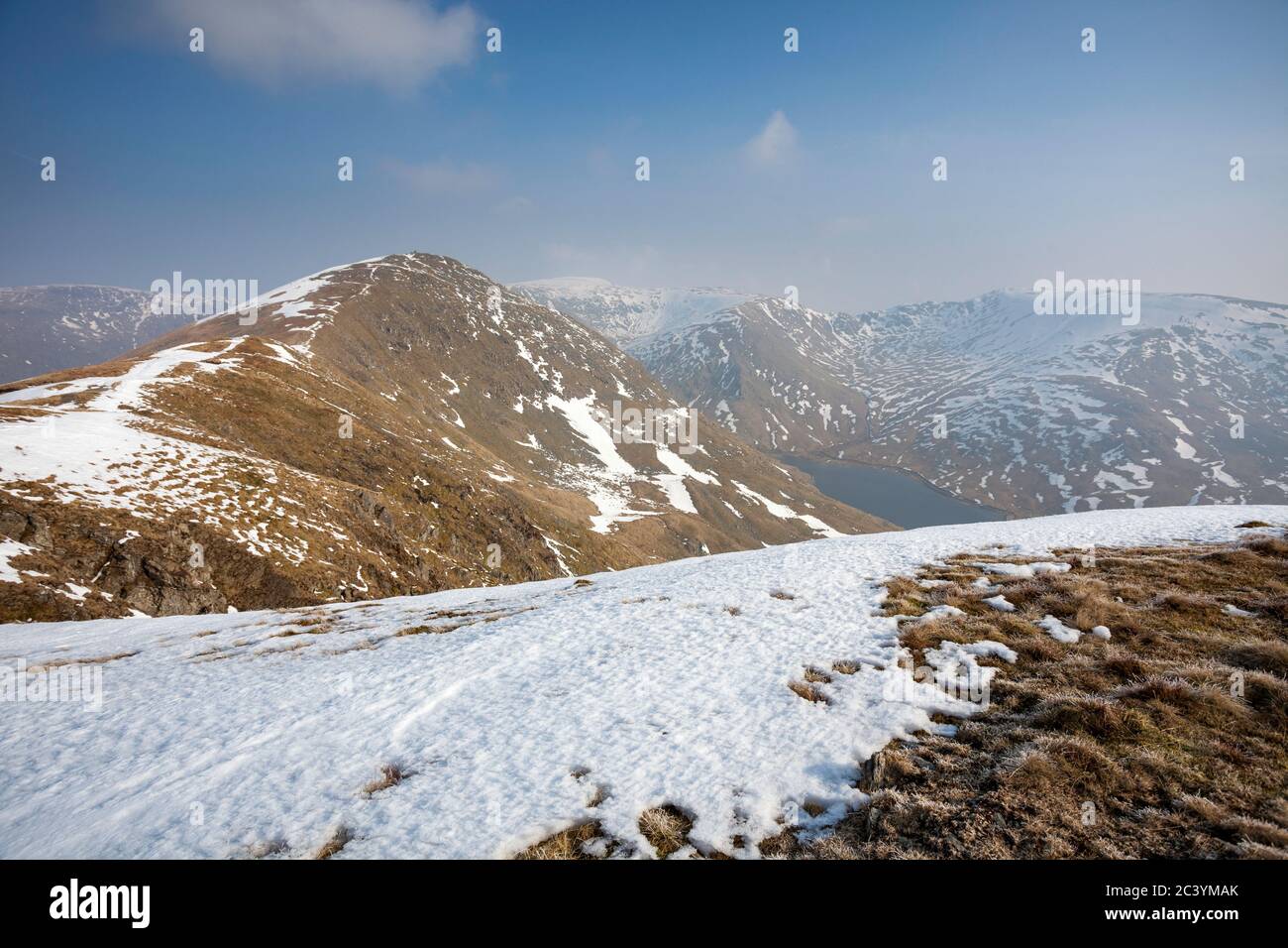 Snowy winter view of the Kentmere Round showing Ill Bell from Yoke Stock Photo