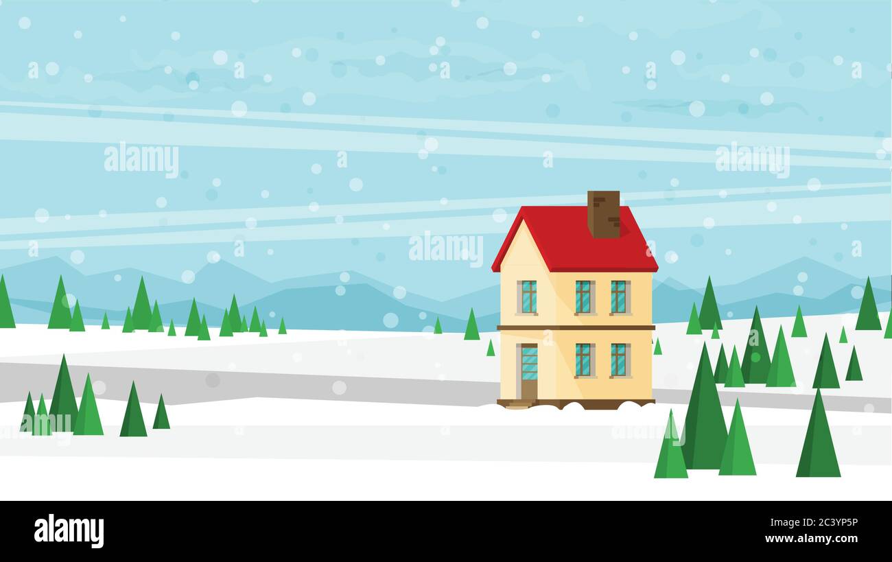 Christmas card with house in flat style vector Stock Vector Image & Art ...