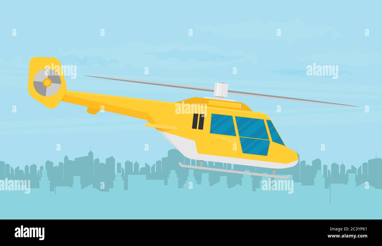 Helicopter in flat style. Vector illustration. Stock Vector