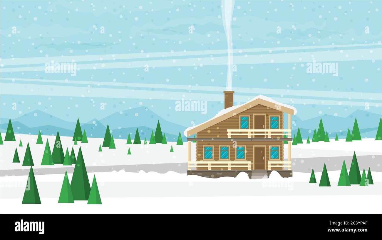 Christmas card with house in flat style vector Stock Vector Image & Art ...