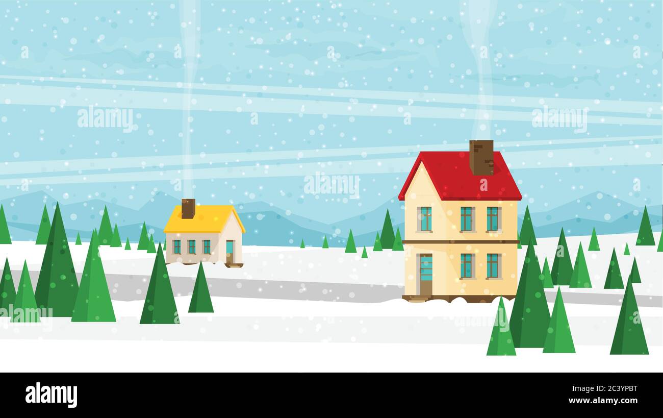 Christmas card with house in flat style vector Stock Vector Image & Art ...