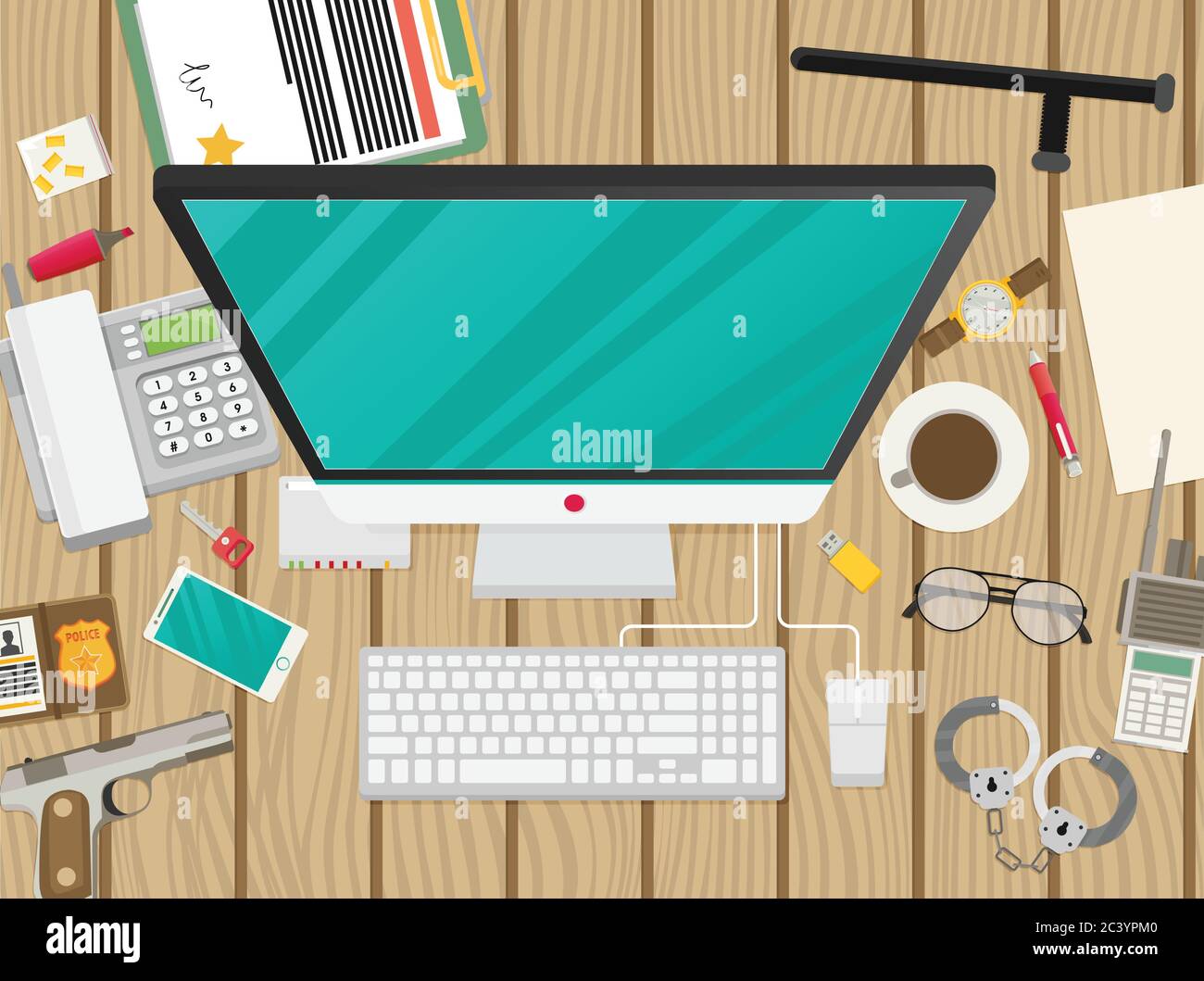 Workplace police. Flat style Stock Vector