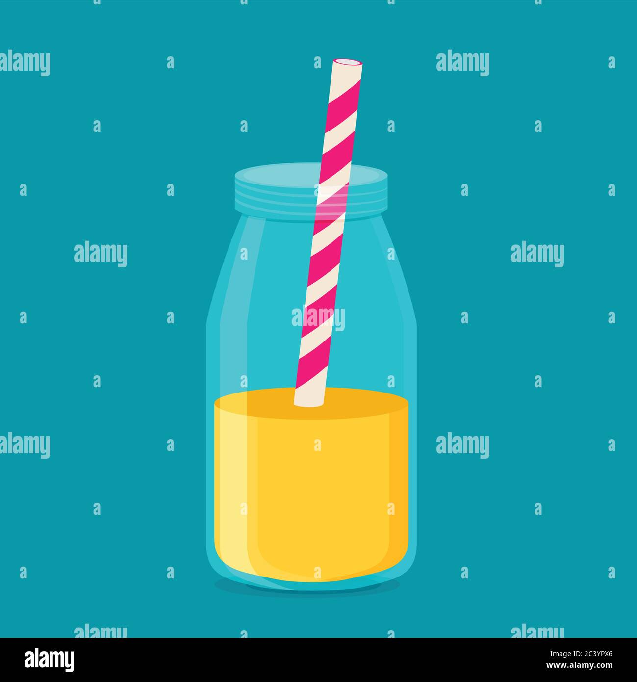 Orange juice glass or plastic bottle flat cartoon Vector Image