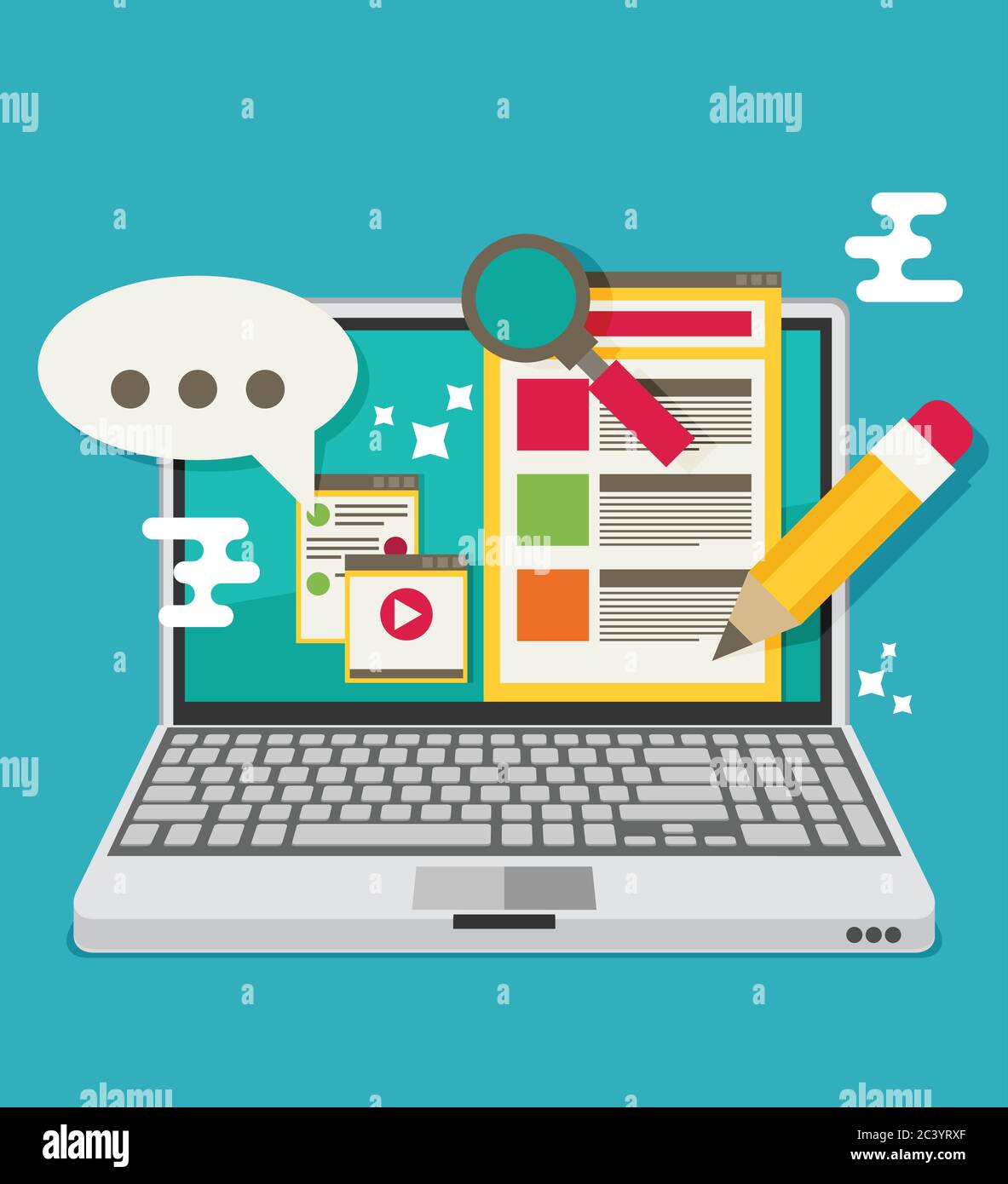 Computer with blogging activity. Flat vector Stock Vector Image & Art ...
