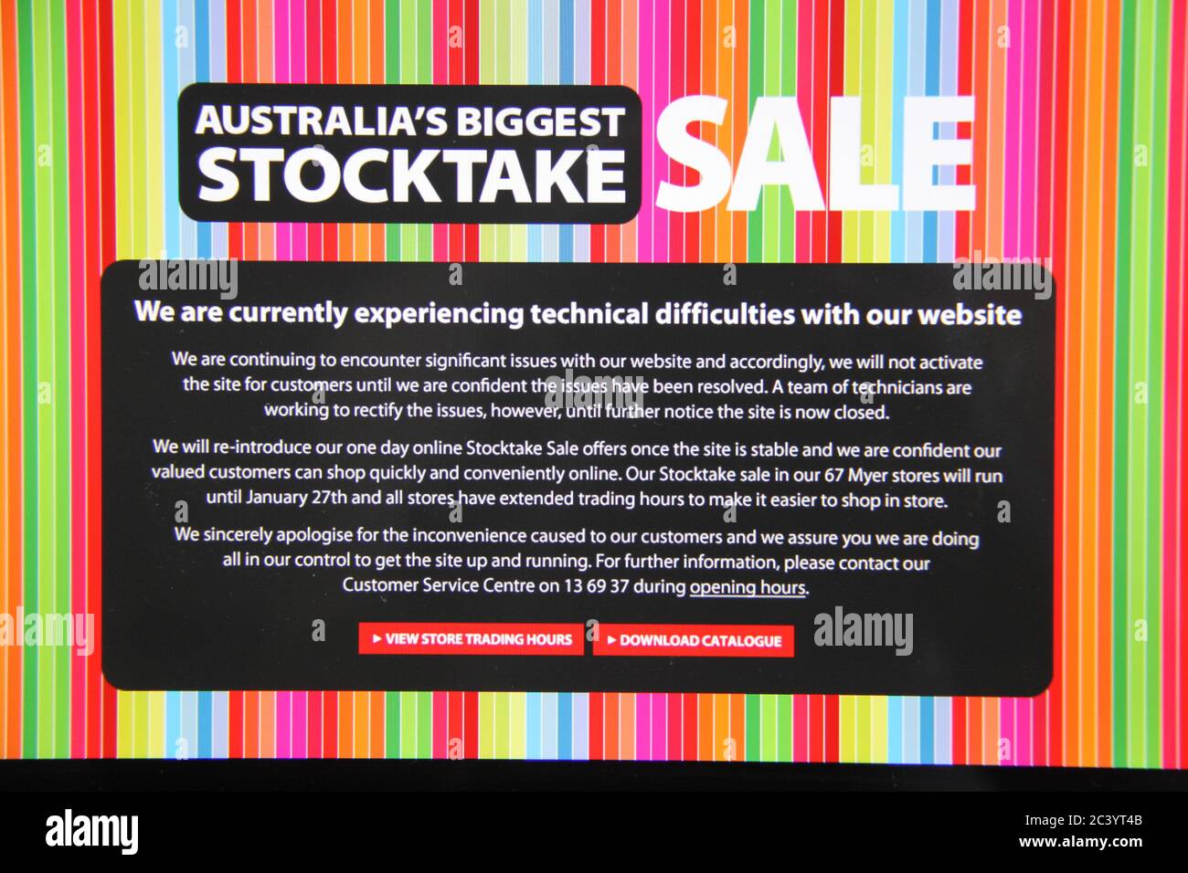 Online Sales Were Not Part Of Australia S Biggest Stocktake Sale At Myer After The Website Experienced Technical Difficulties Stock Photo Alamy