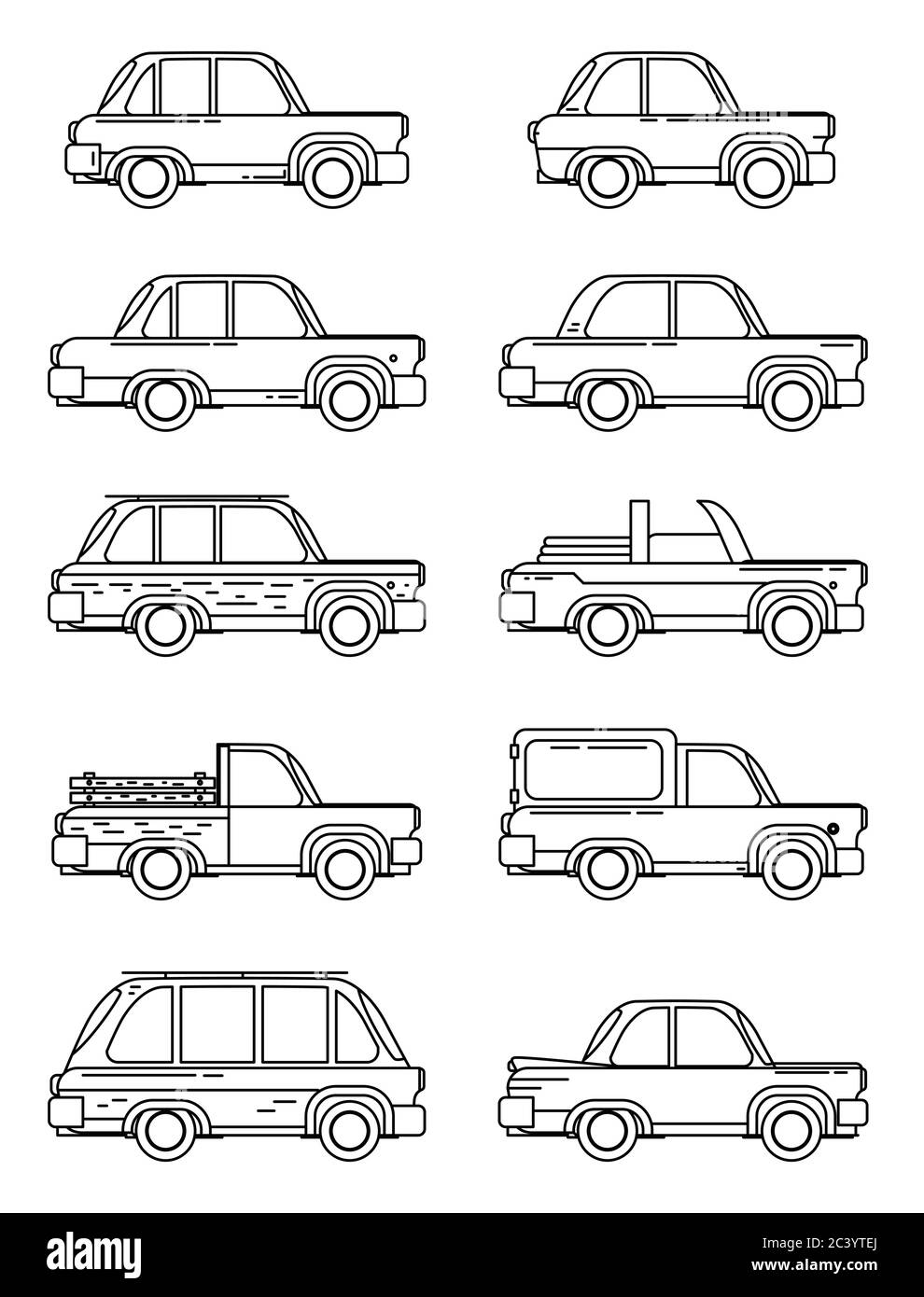 set of vintage cars, vector flat style Stock Vector