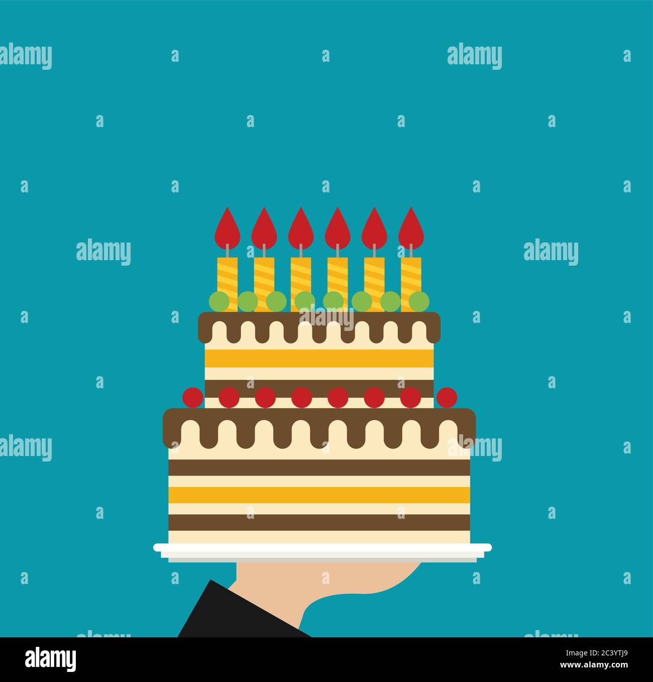 Hand holding birthday cake. Flat vector Stock Vector Image & Art Alamy