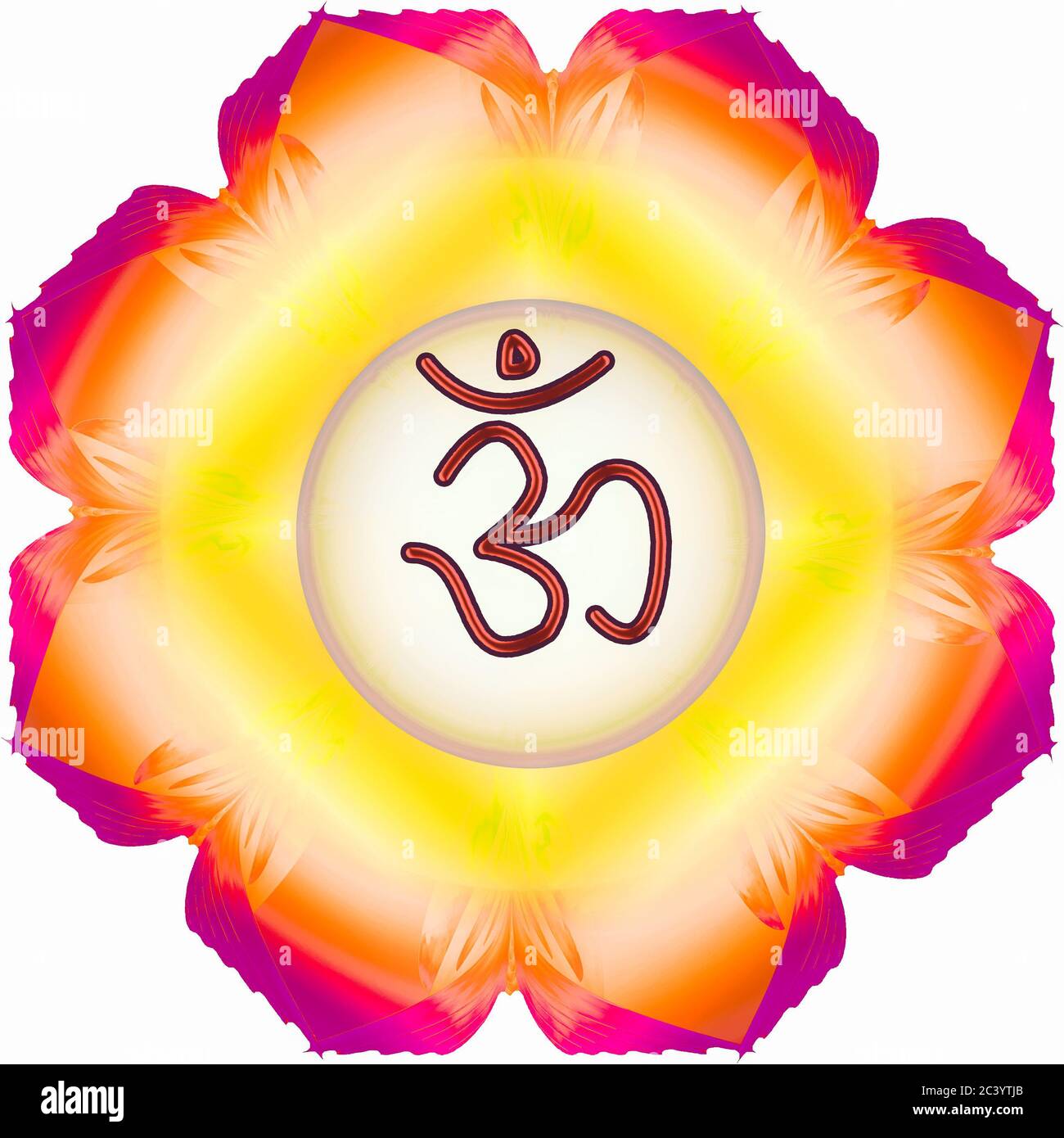 colorful background and hindu religion symbol om  word Stock Photo