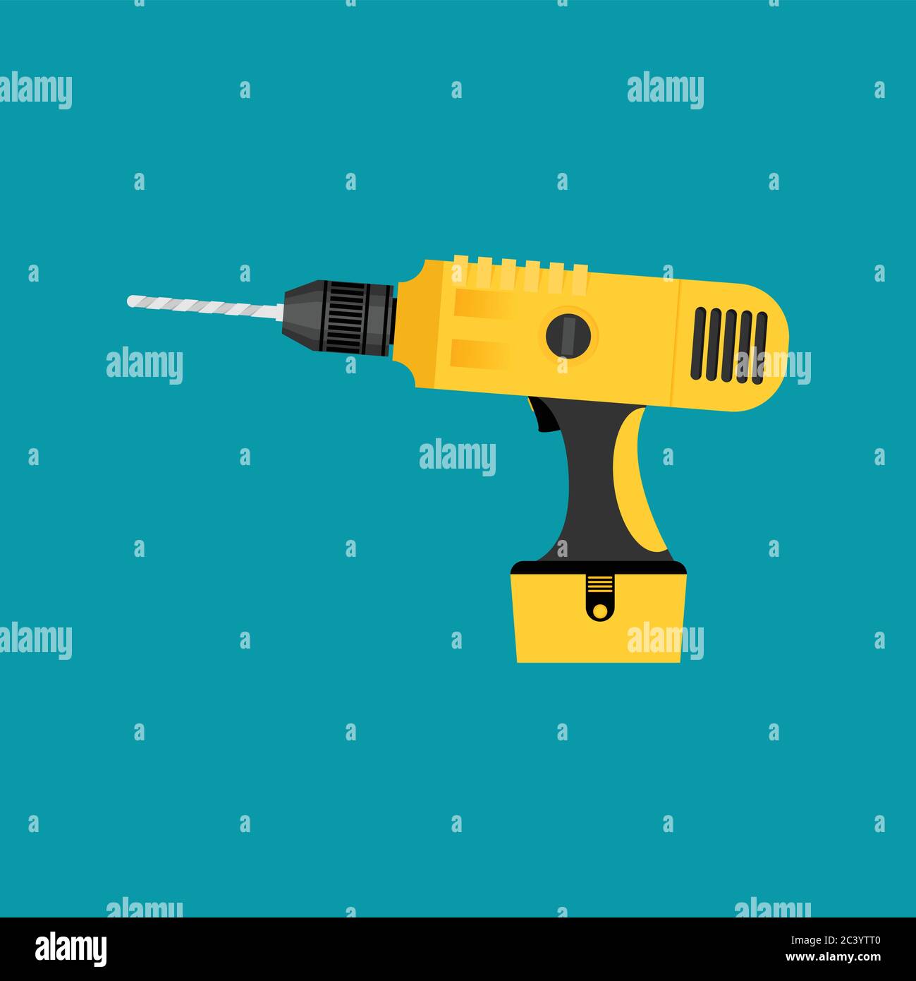 Drill flat vector icon isolated on color background Stock Vector