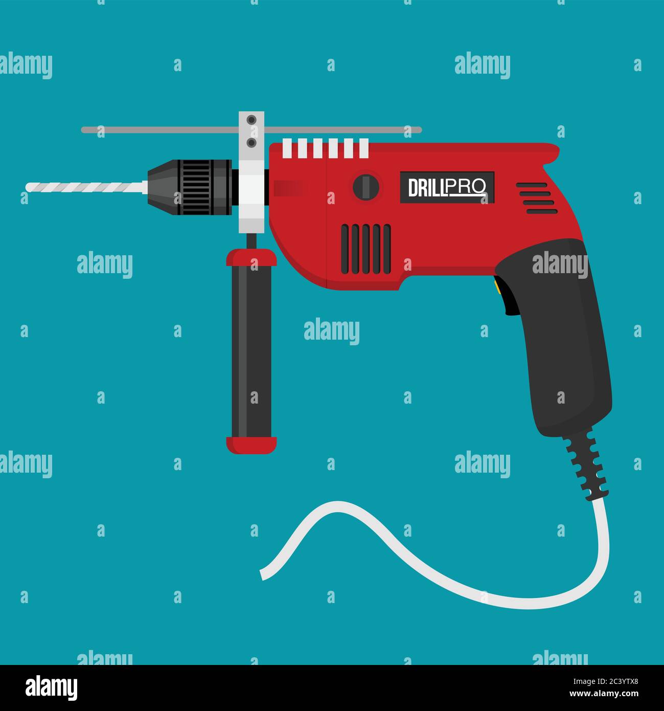Drill flat vector icon isolated on color background Stock Vector