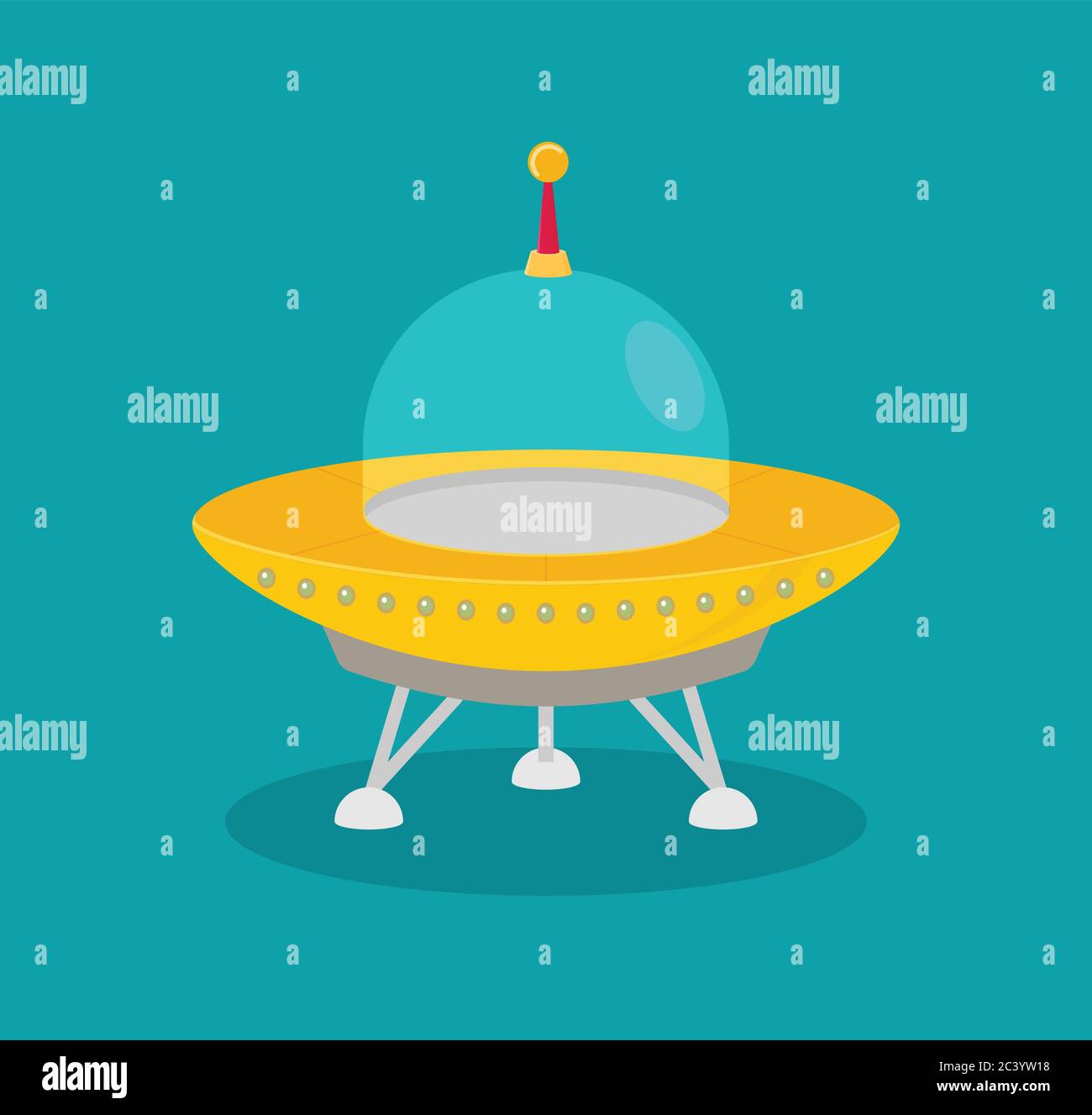 Spaceship, flat vector isolated on color background Stock Vector