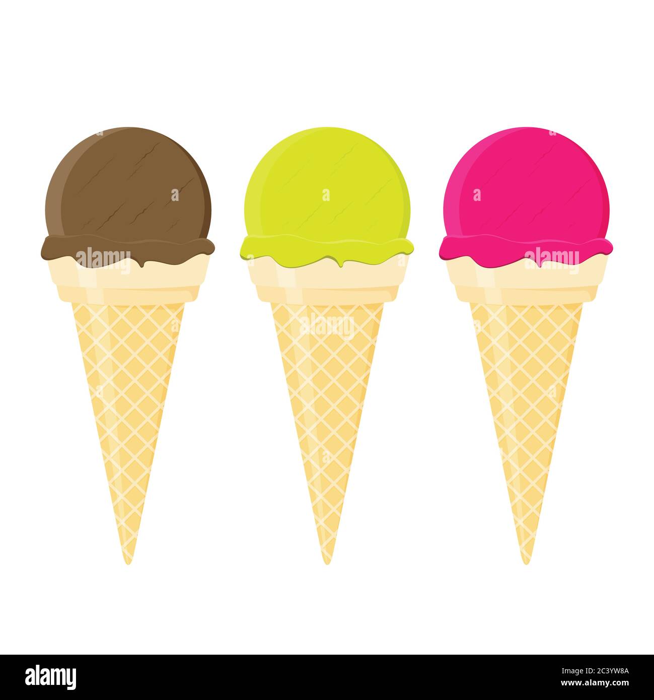 Ice cream flat vector set isolated on white background Stock Vector ...