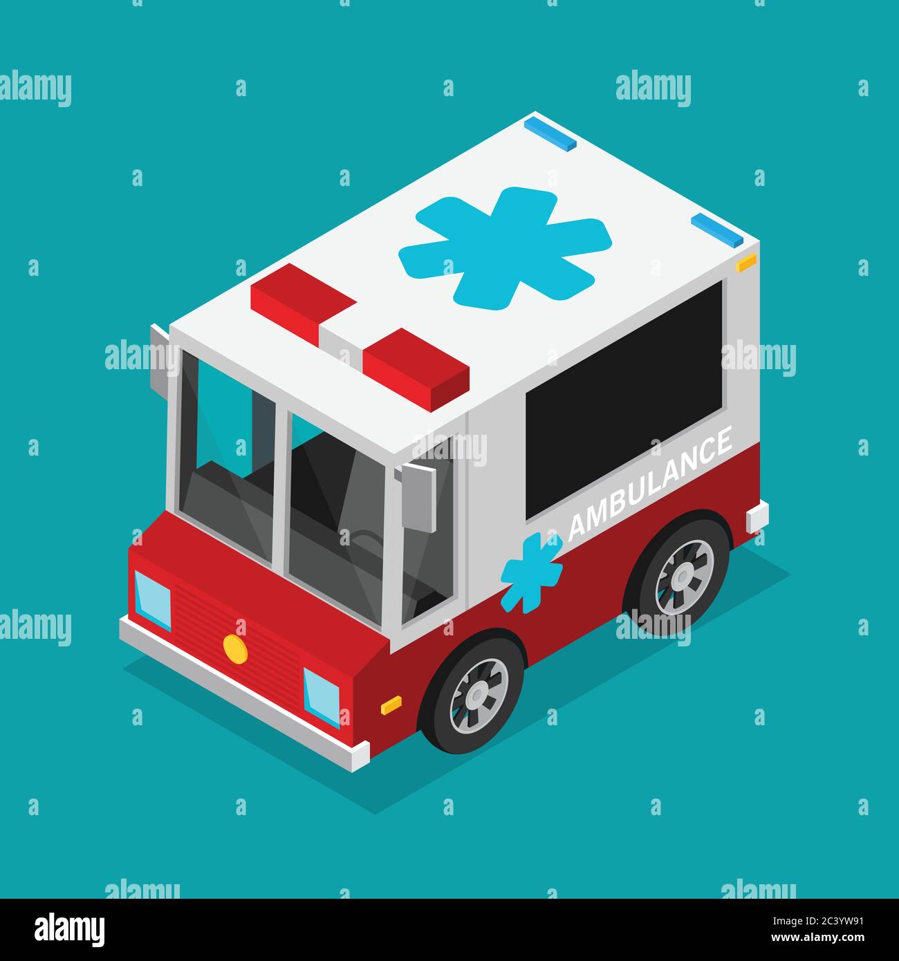 Vector illustration of ambulance car. Isometric view of transport Stock ...