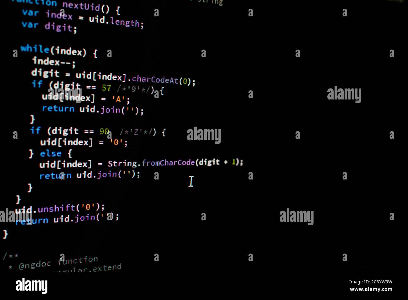 Coding software. While loop in software coded on black screen. Software ...