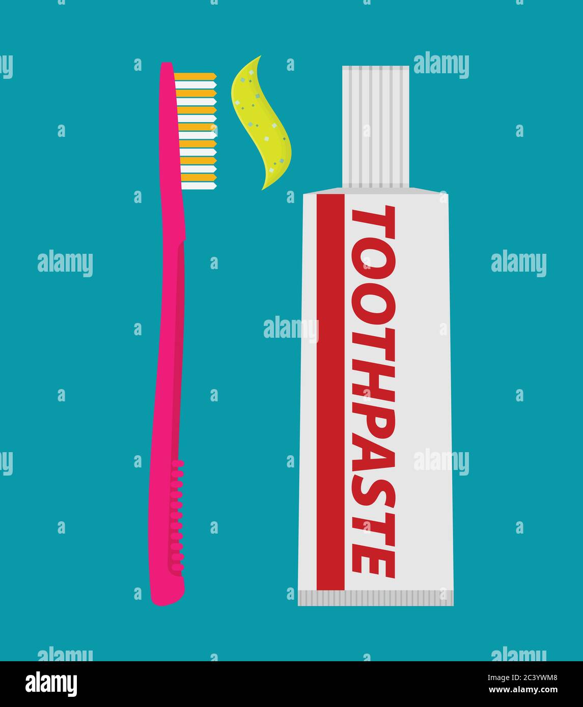 Toothbrush and toothpaste isolated on a flat background vector ...