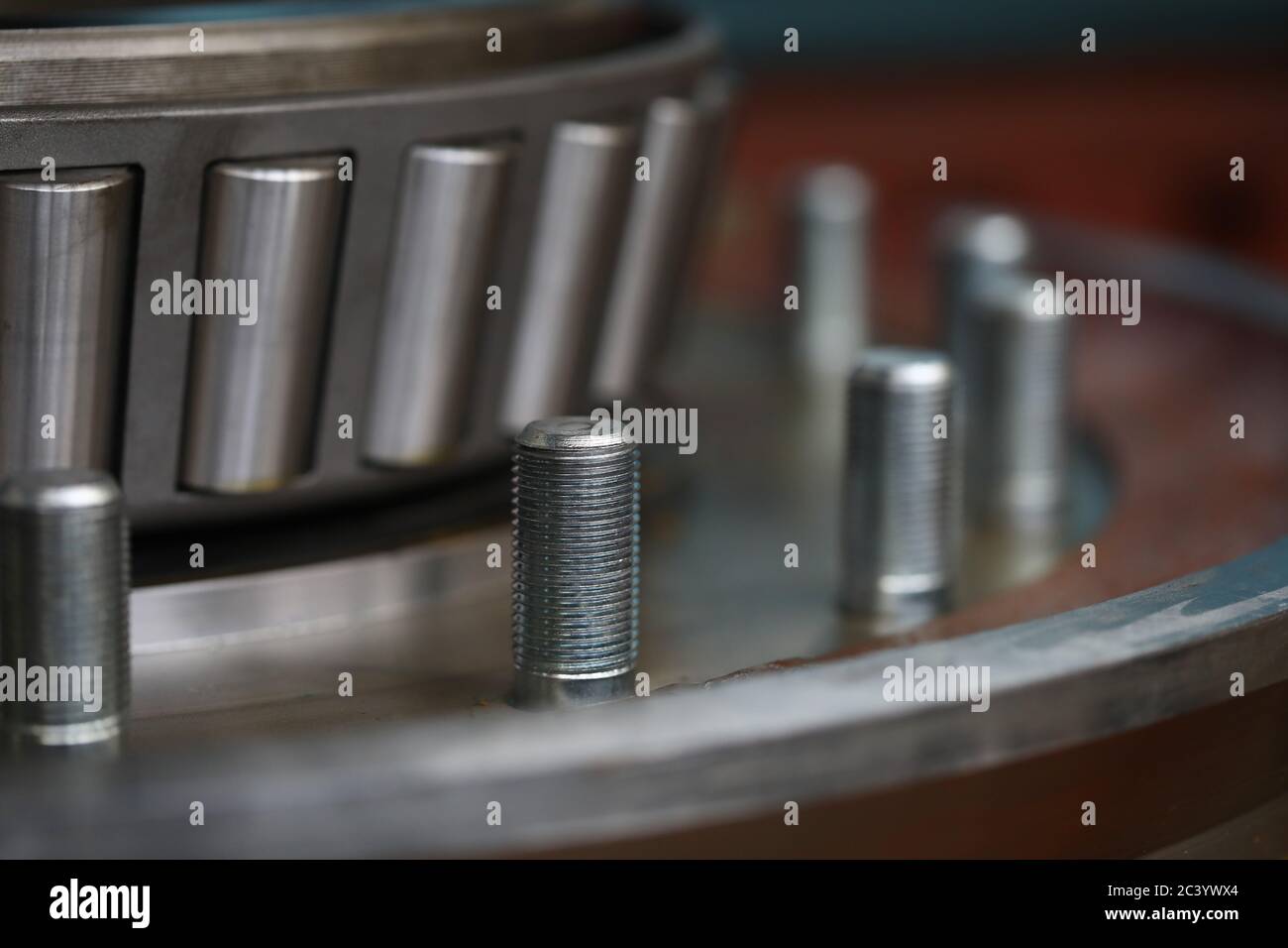 Automotive parts of disassembled car in auto repair shop Stock Photo