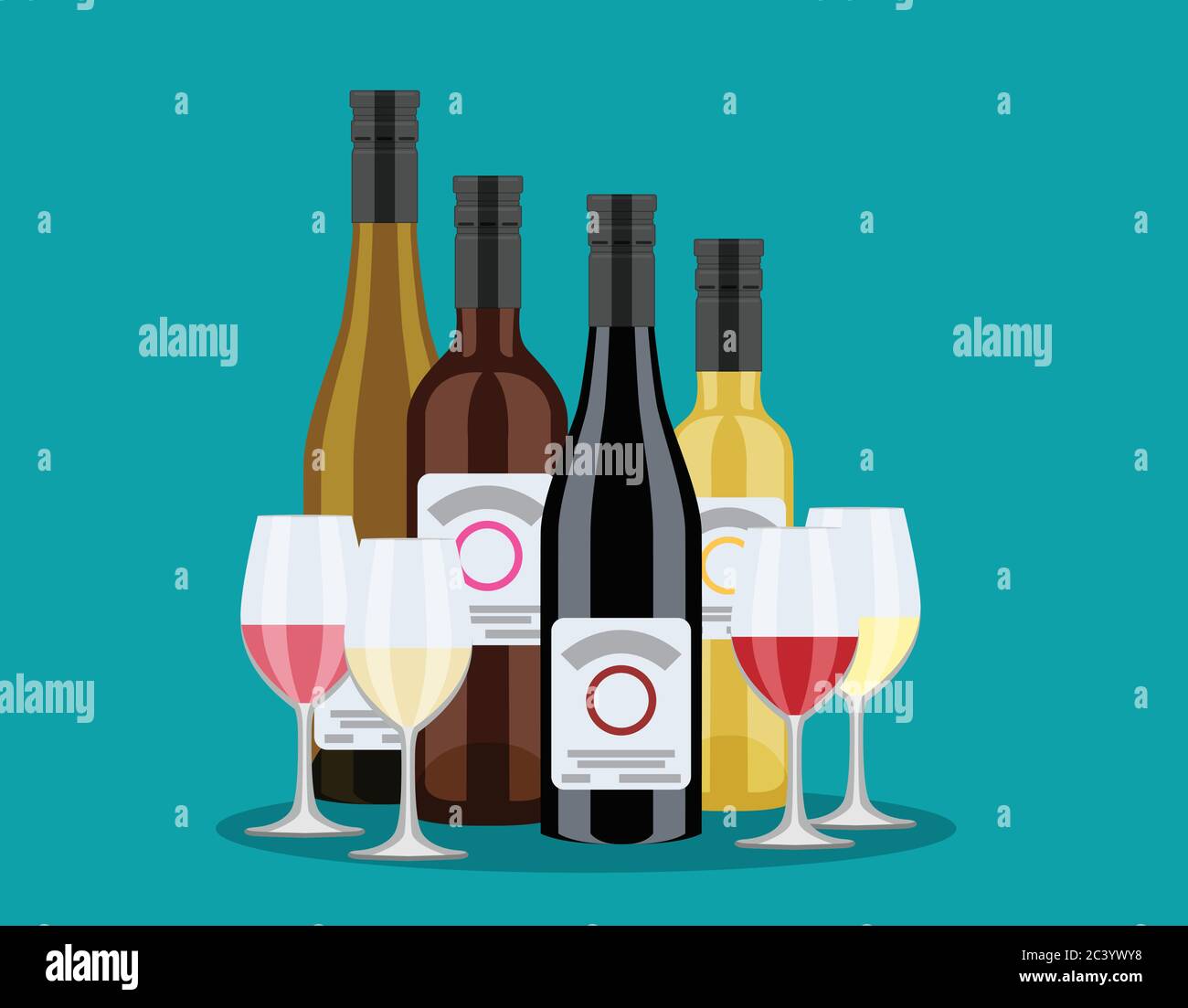 set of bottles of wine, flat design Stock Vector Image & Art - Alamy