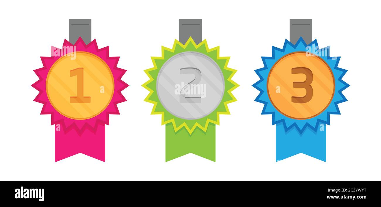 Flat style rosette vector icon set illustration. Stock Vector