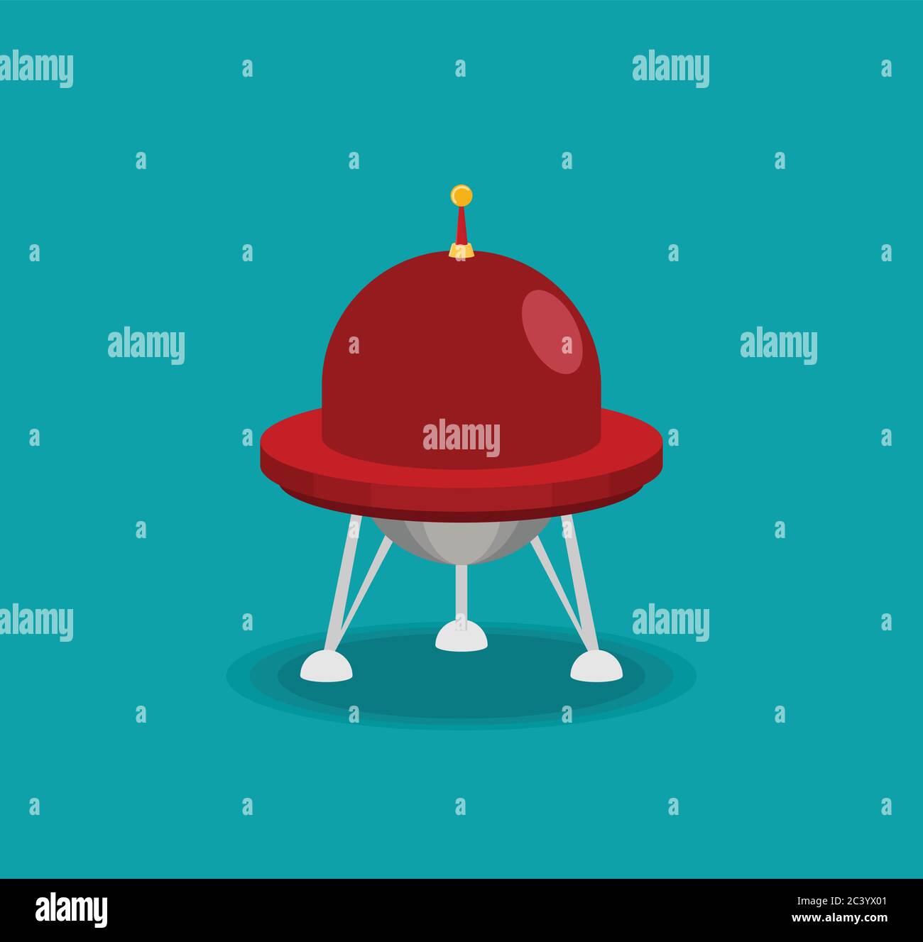 Spaceship, flat vector isolated on color background Stock Vector