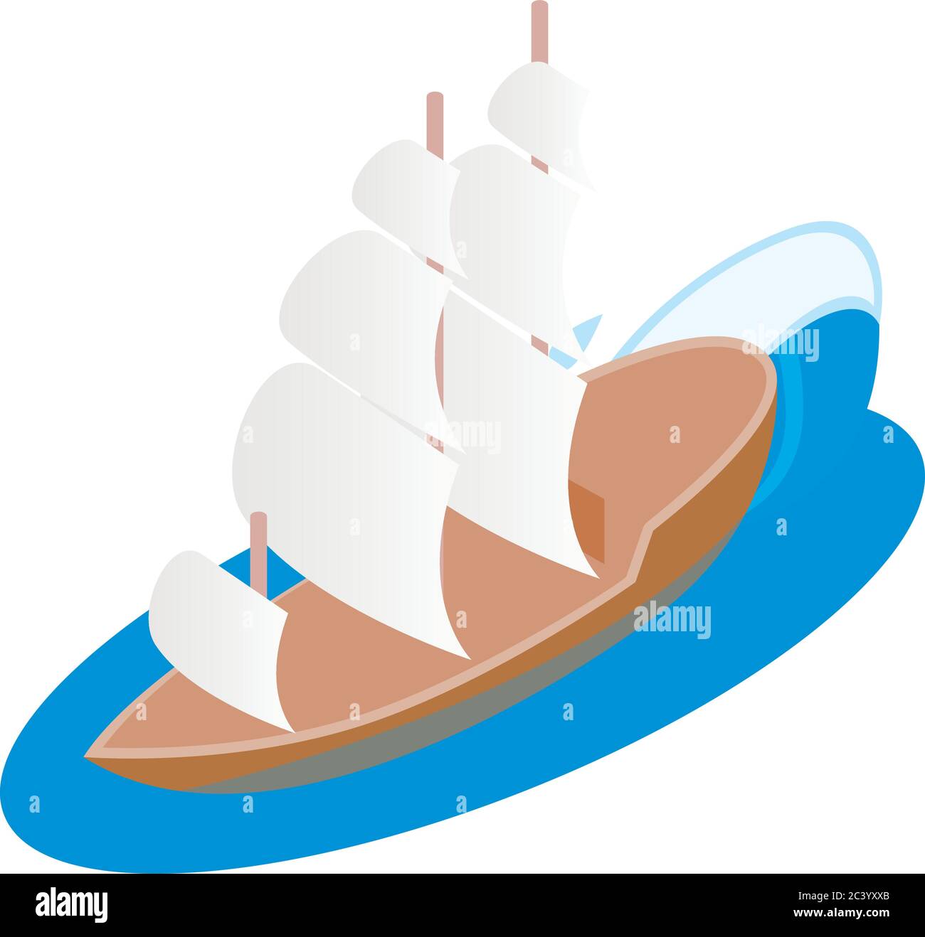 Galleon icon, isometric style Stock Vector