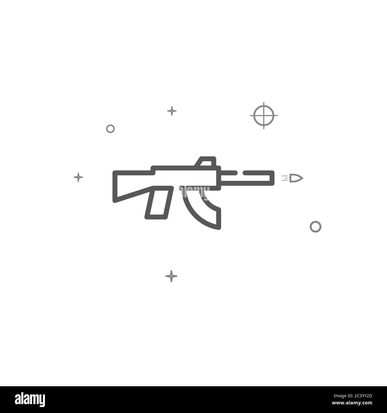 Kalashnikov assault rifle simple vector line icon. Symbol, pictogram, sign. Light background. Editable stroke Stock Vector
