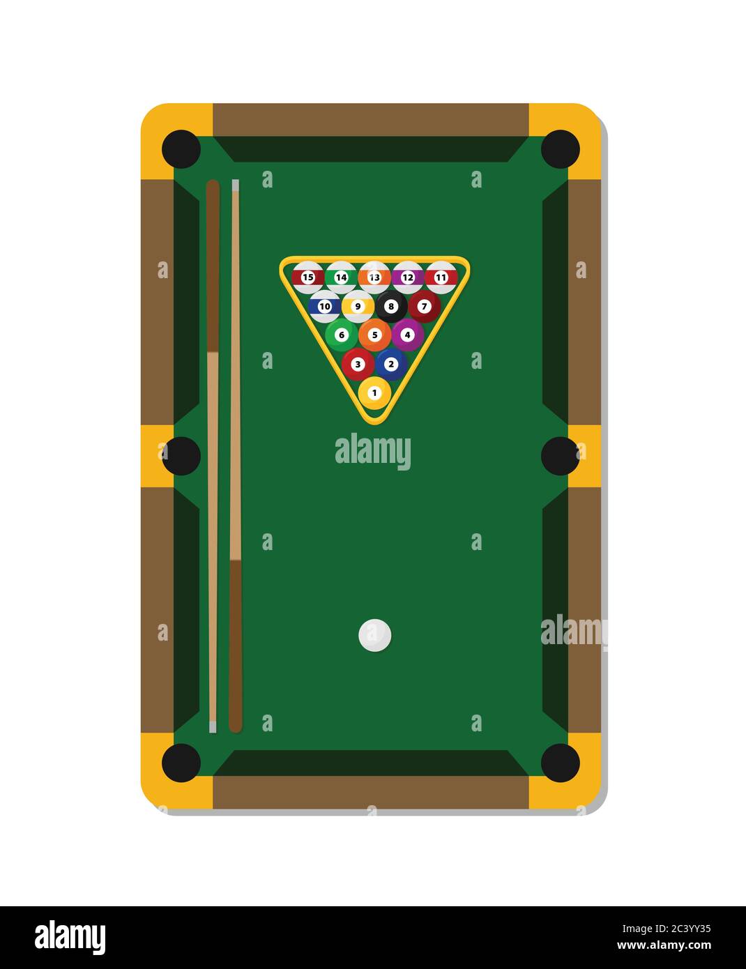 Billiards flat illustration. Billiards pool game accessories Stock