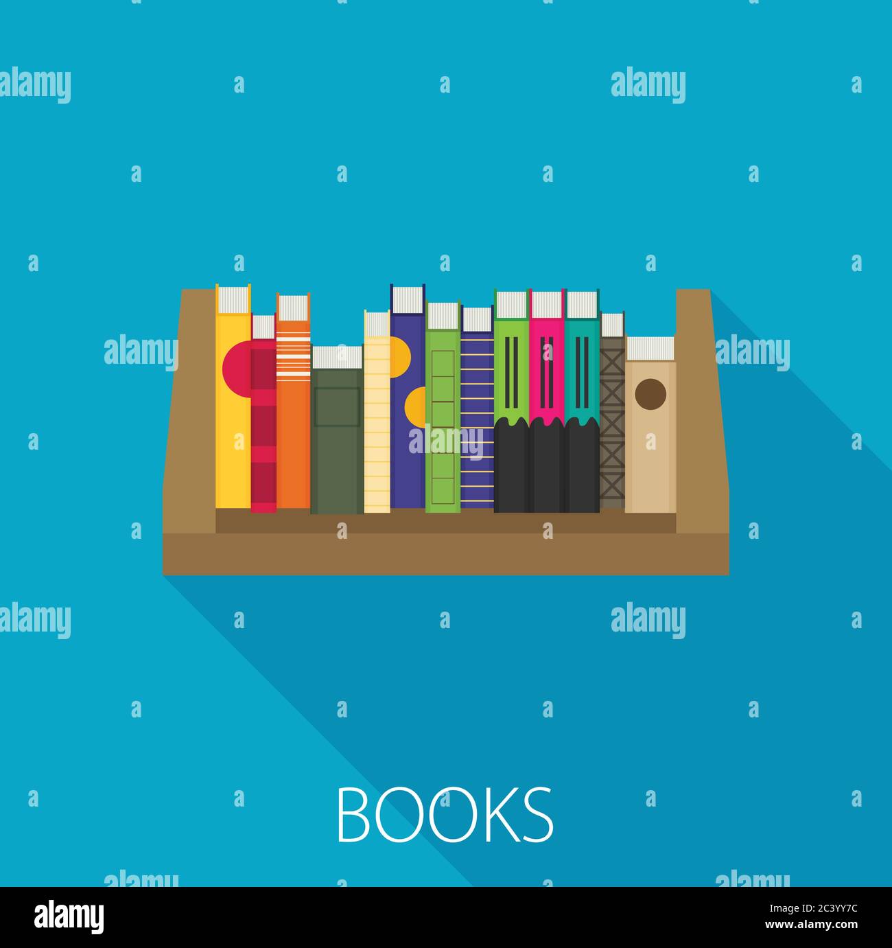 Flat bookshelf. Vector illustration. Modern design Stock Vector