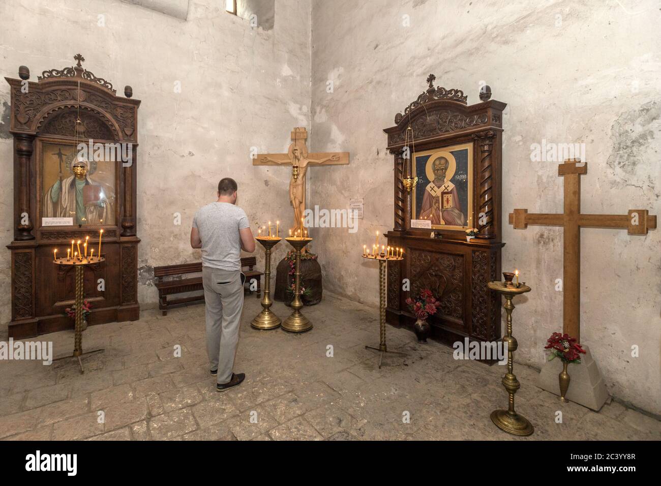 Interior Worshipper with St Nino who brought Christianity to (L