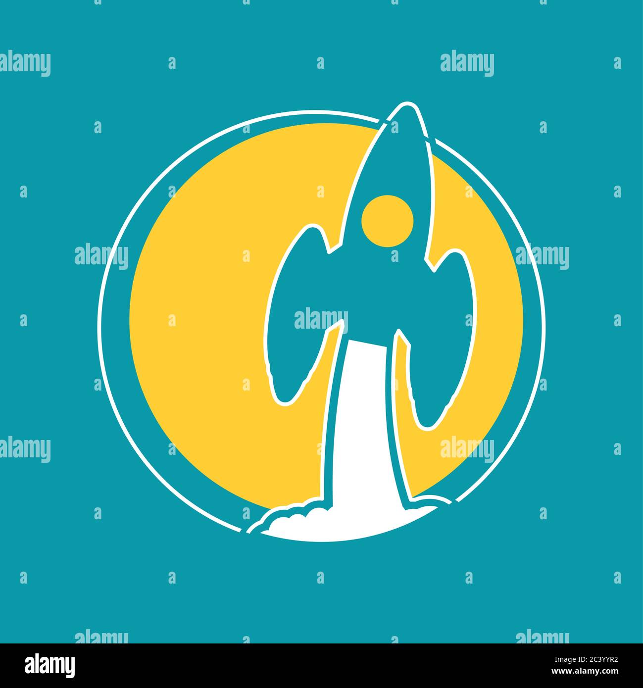 Business Start up launch concept. Flat trendy rocket start up icon ...