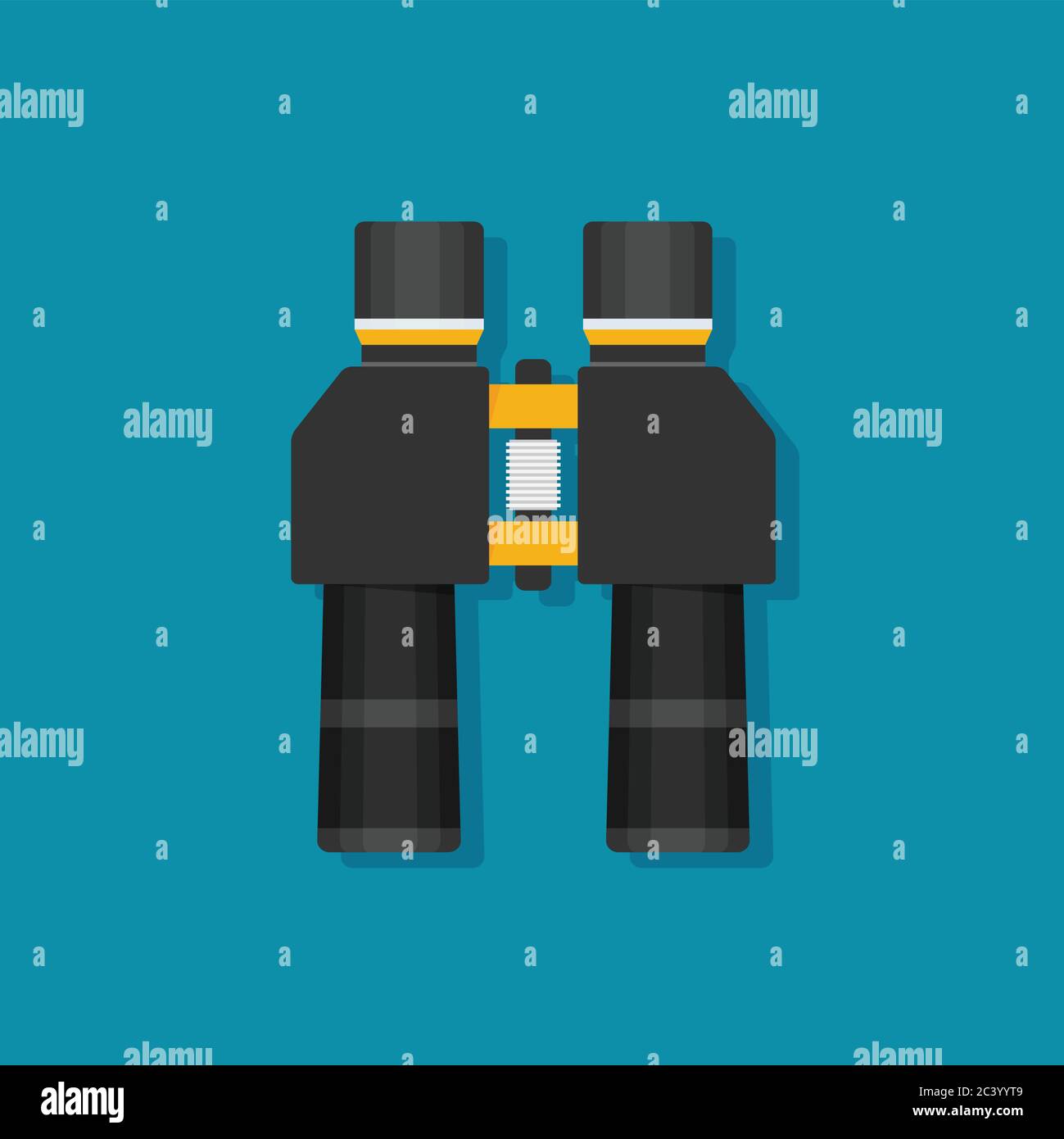 Binoculars flat icon on background vector Stock Vector