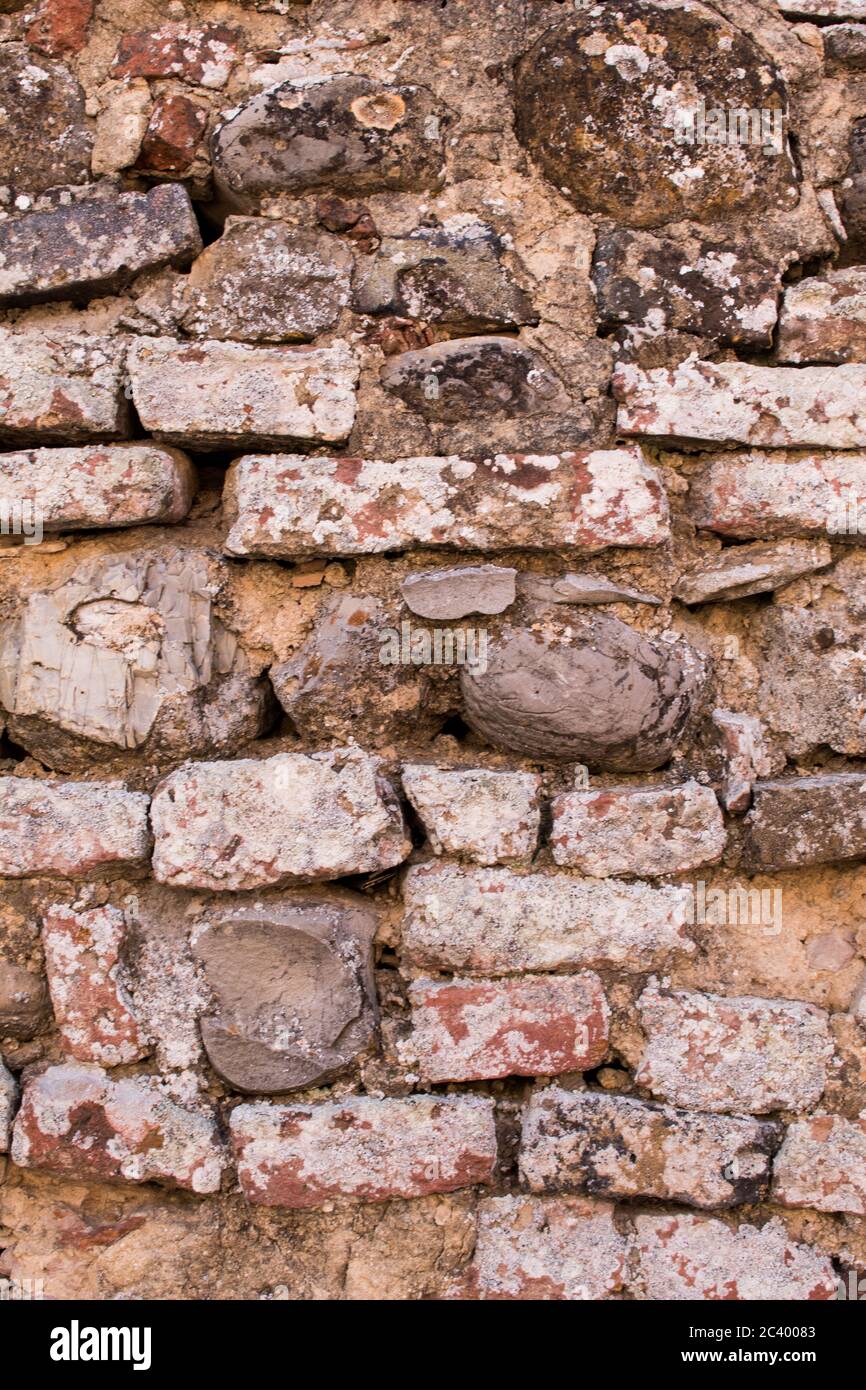 Light Brown brick wall background texture, old bricks rusty wall of