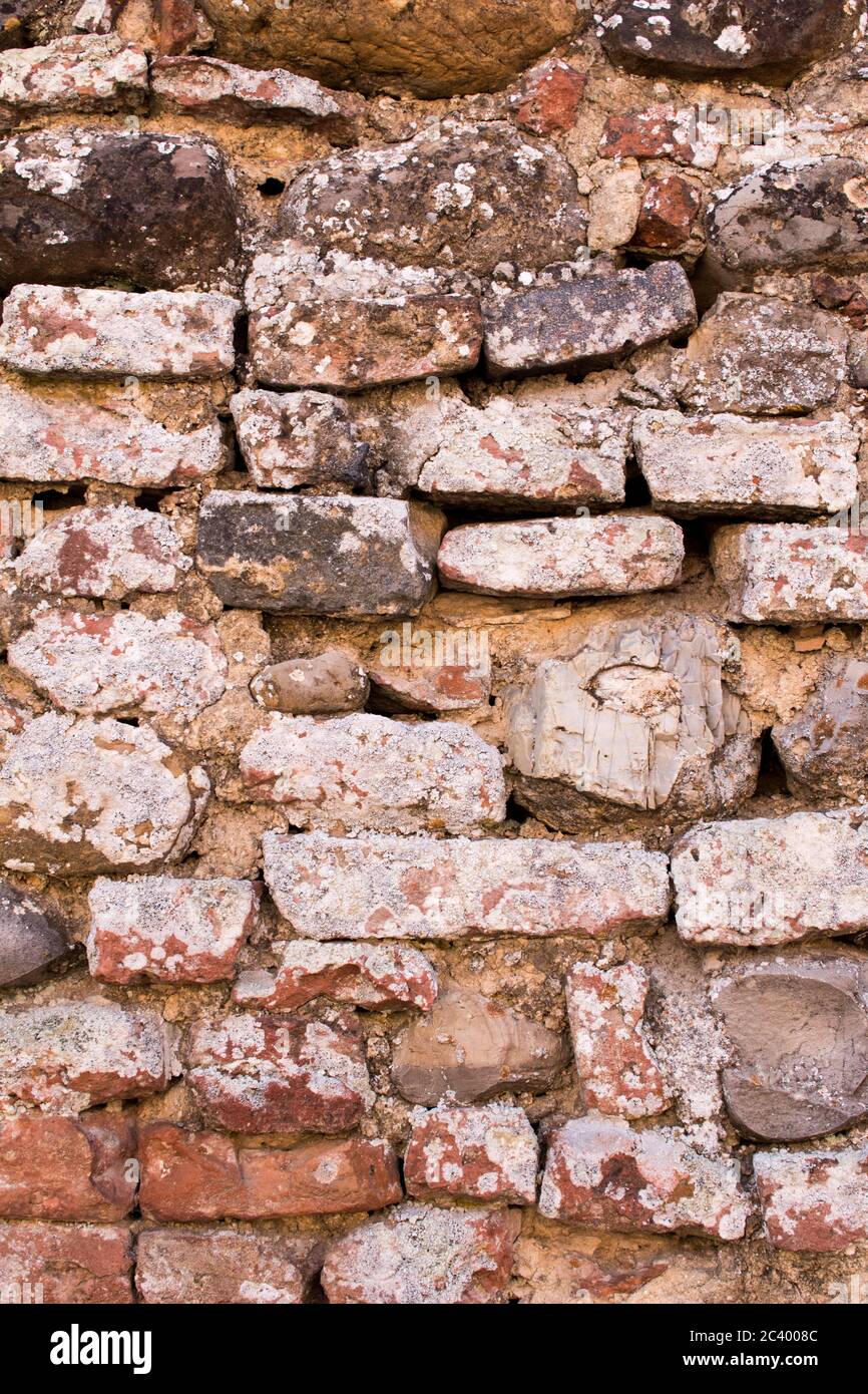 Light Brown brick wall background texture, old bricks rusty wall of