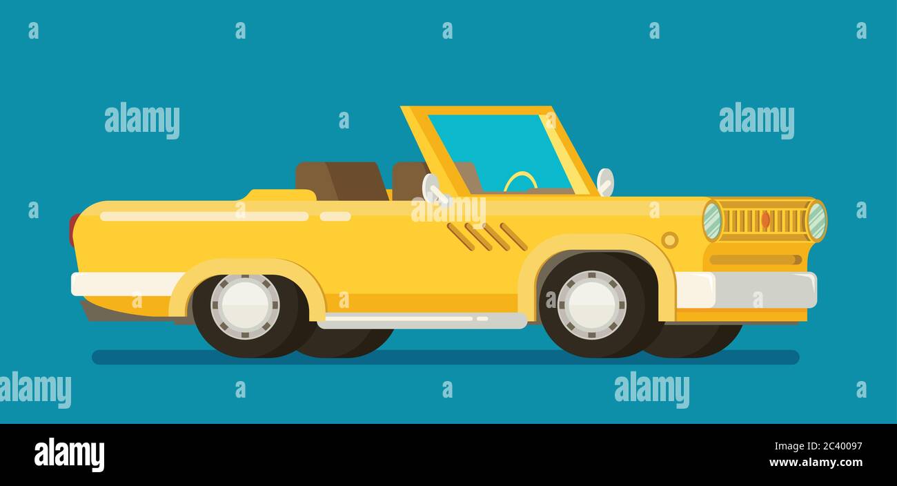 Old car. Flat styled vector illustration Stock Vector