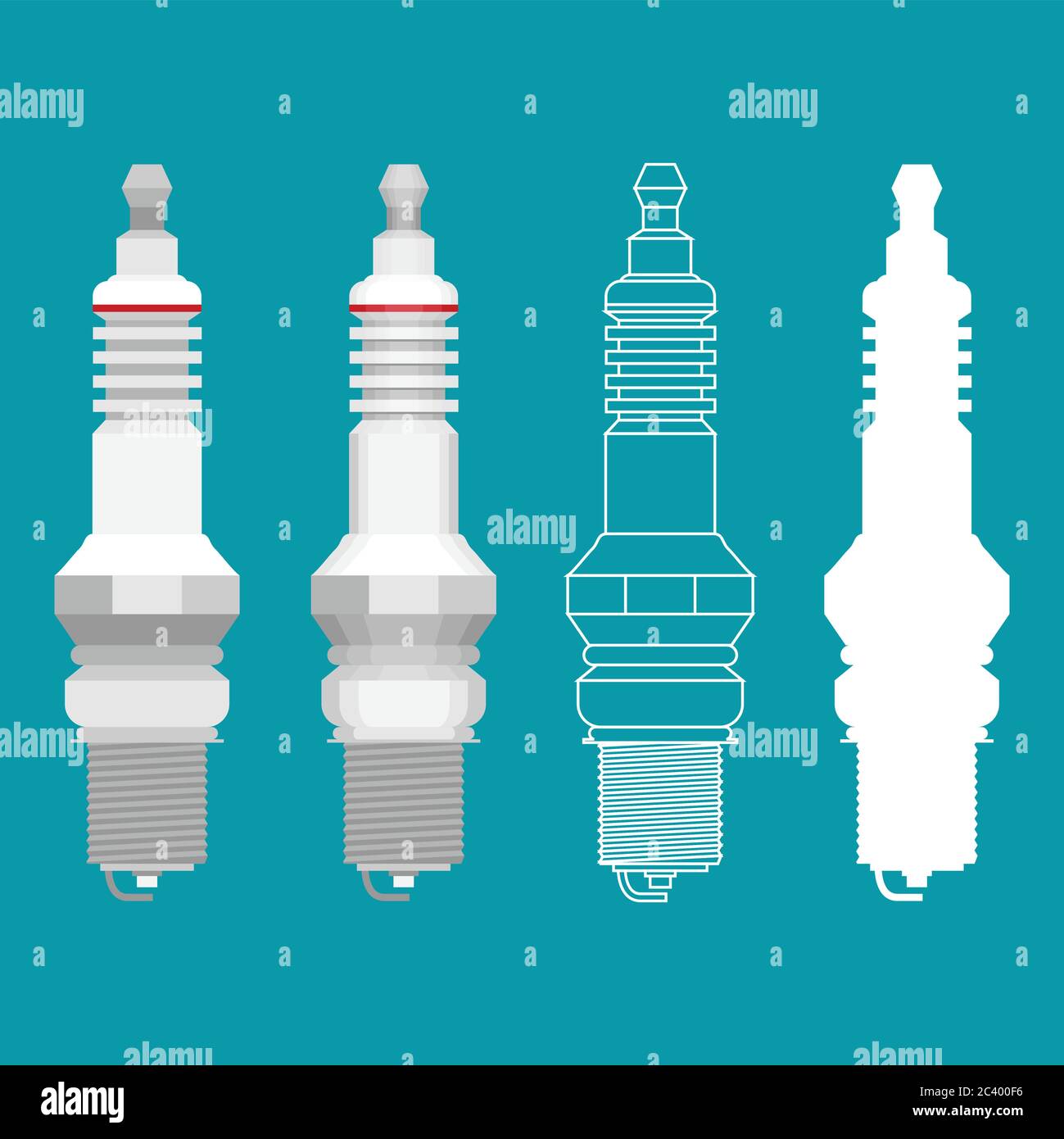 Car spark plug flat vector icon set Stock Vector Image & Art Alamy