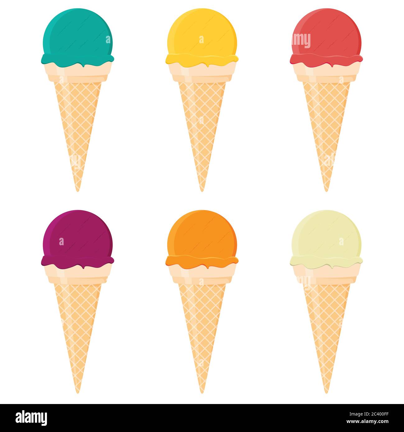 Ice cream flat vector set isolated on white background Stock Vector ...