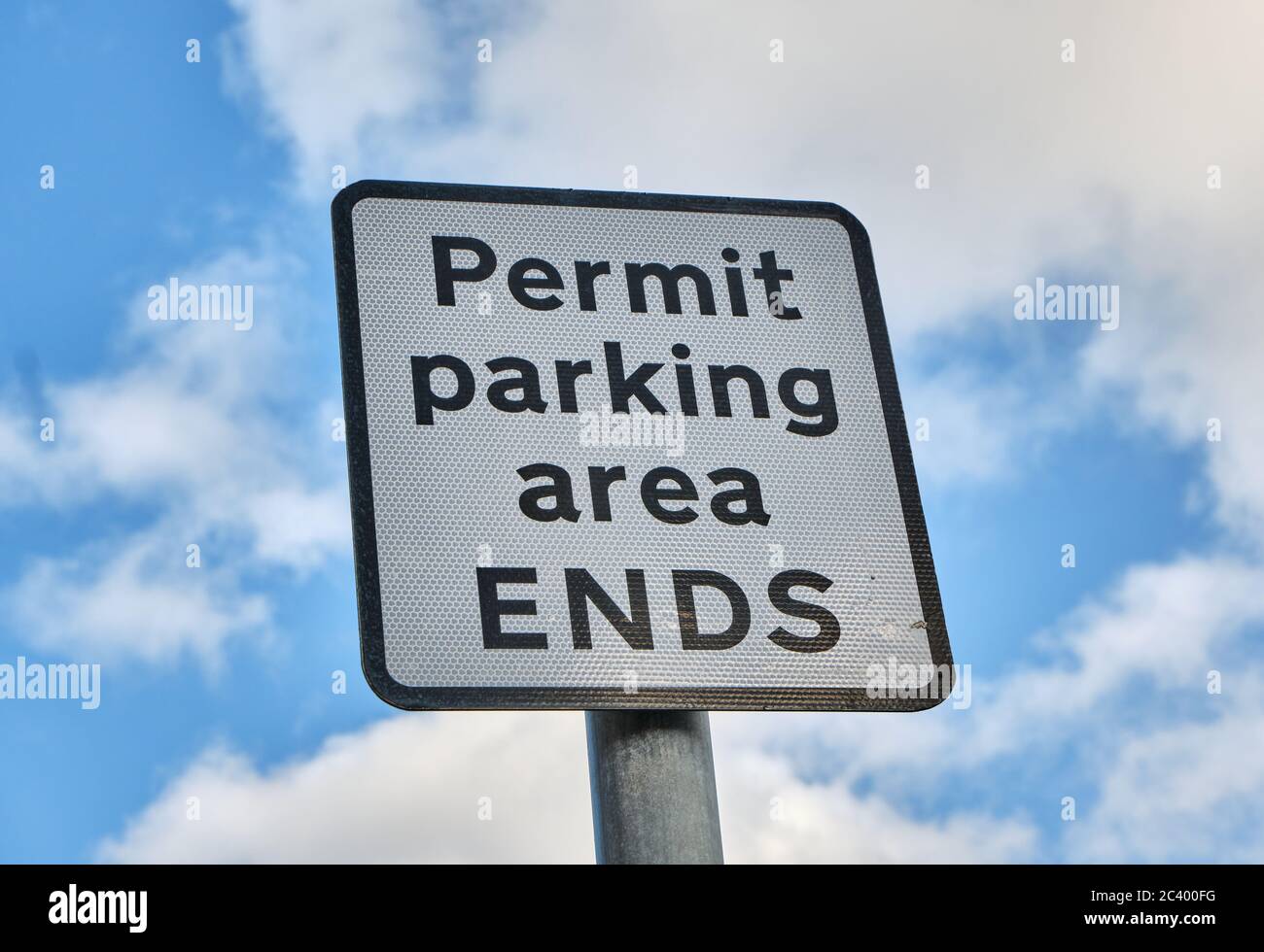 Permit parking area sign inWallasey Wirral March 2020 Stock Photo