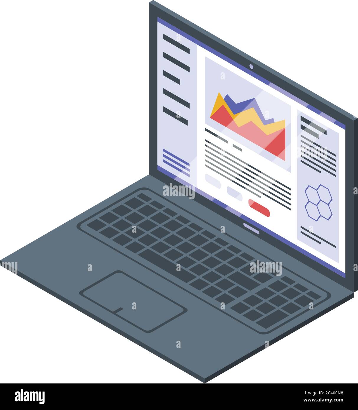 Nanotechnology laptop icon, isometric style Stock Vector