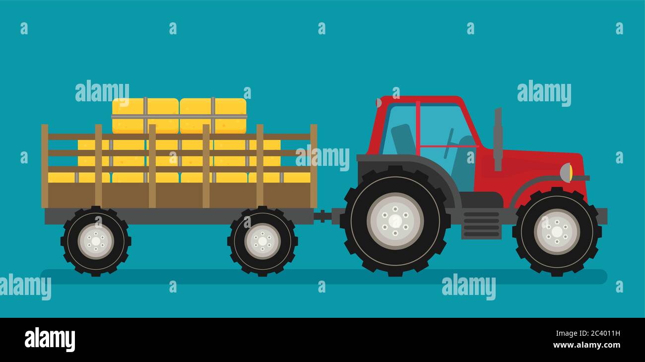 Flat  tractor with semi-trailer icon isolated Stock Vector