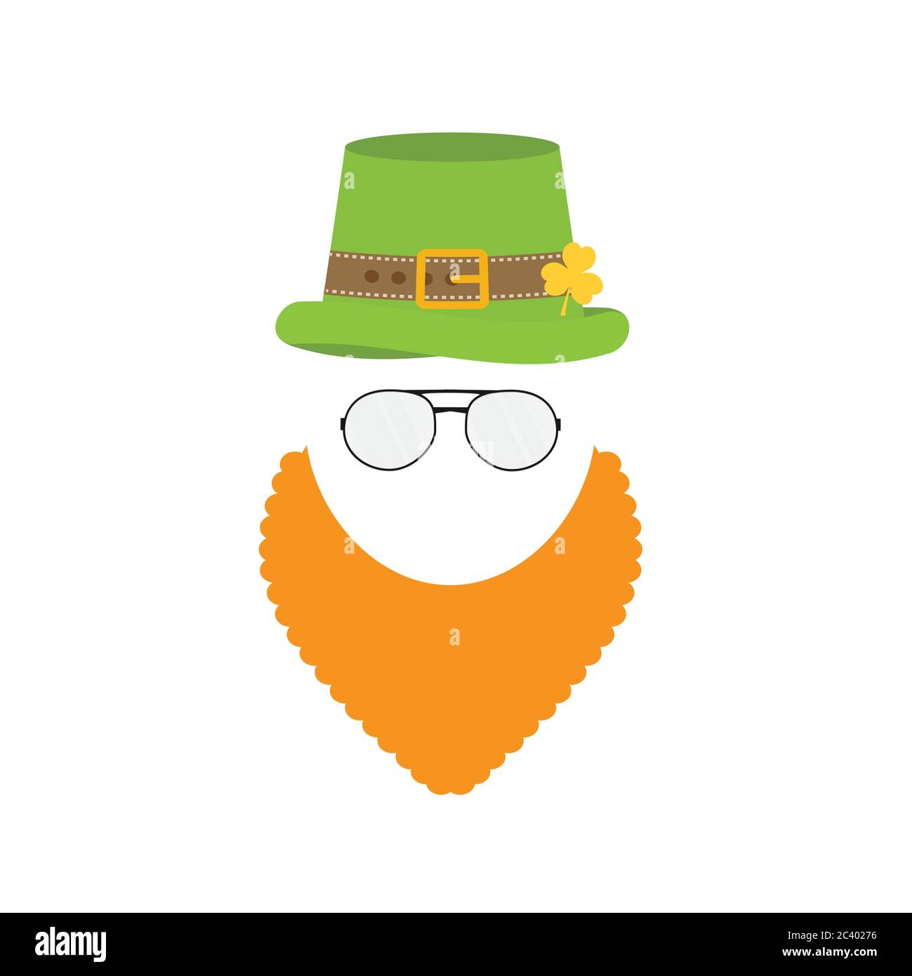 flat design icon on Saint Patrick's Day character leprechaun with green hat, red beard, smoking pipe Stock Vector