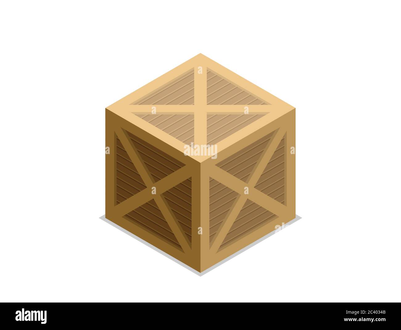 Flat vector isometric wood box Stock Vector