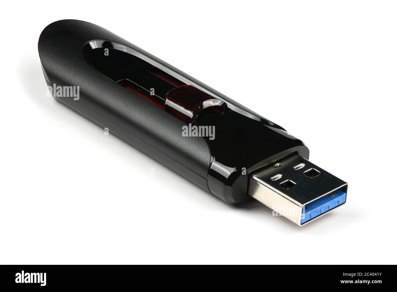 USB flash drive showing data concept on white background. High resolution photo. Full depth of