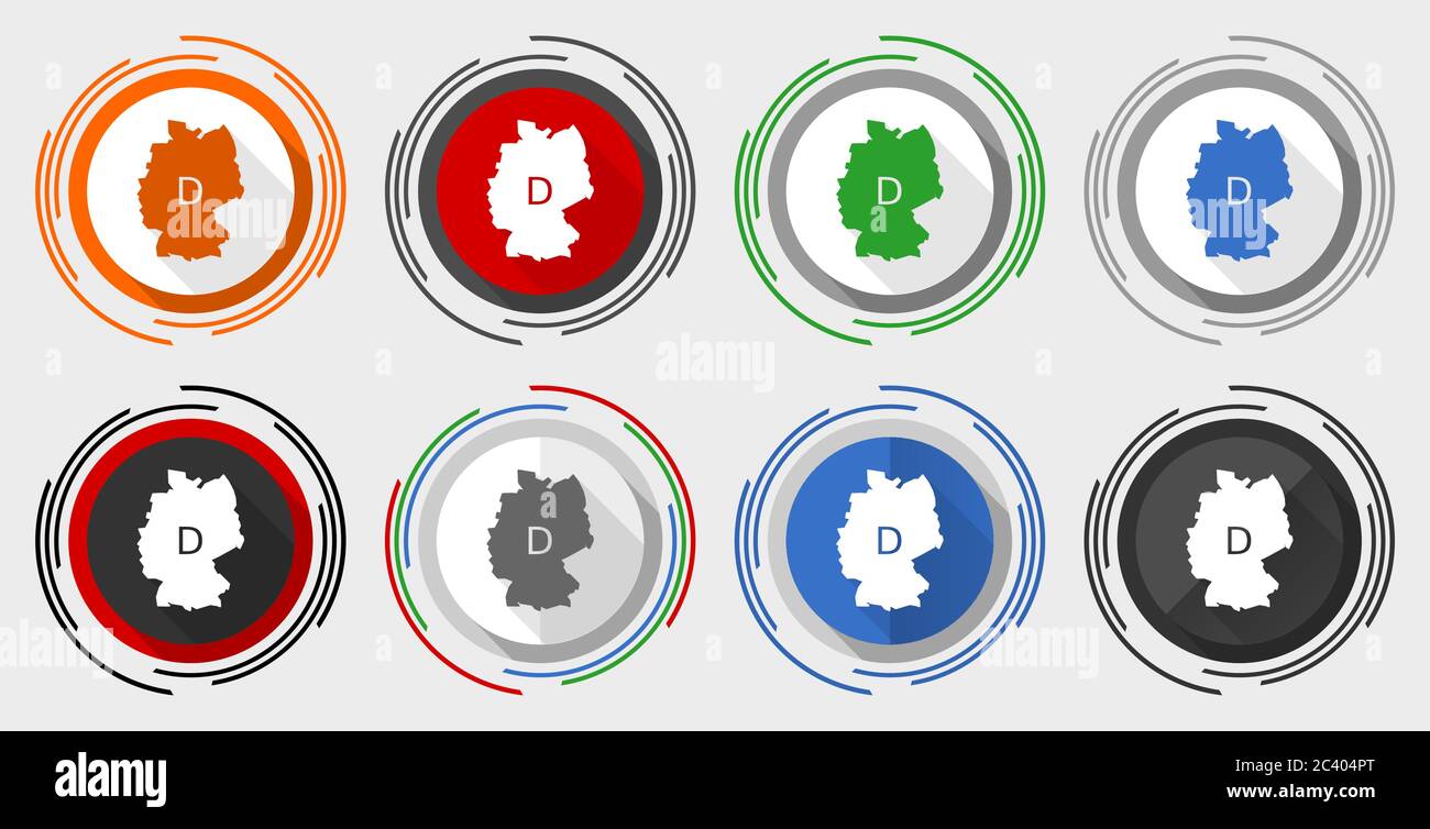 Map of Germany vector icons, set of colorful web buttons in eps 10 ...