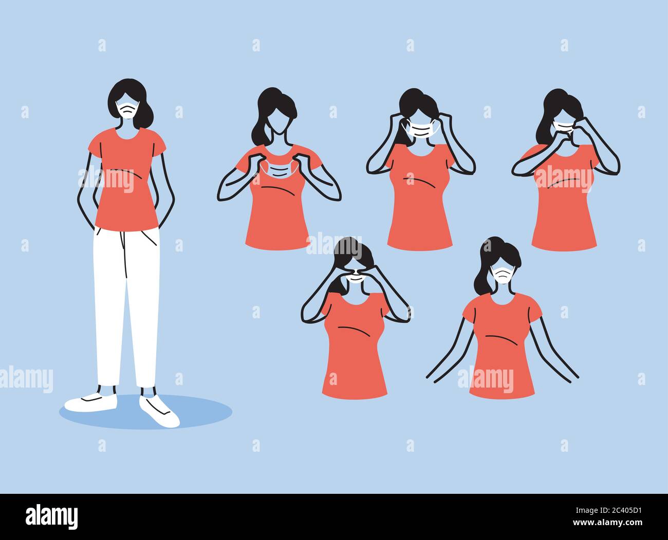 how to wear a mask correct, women presenting the correct method of ...