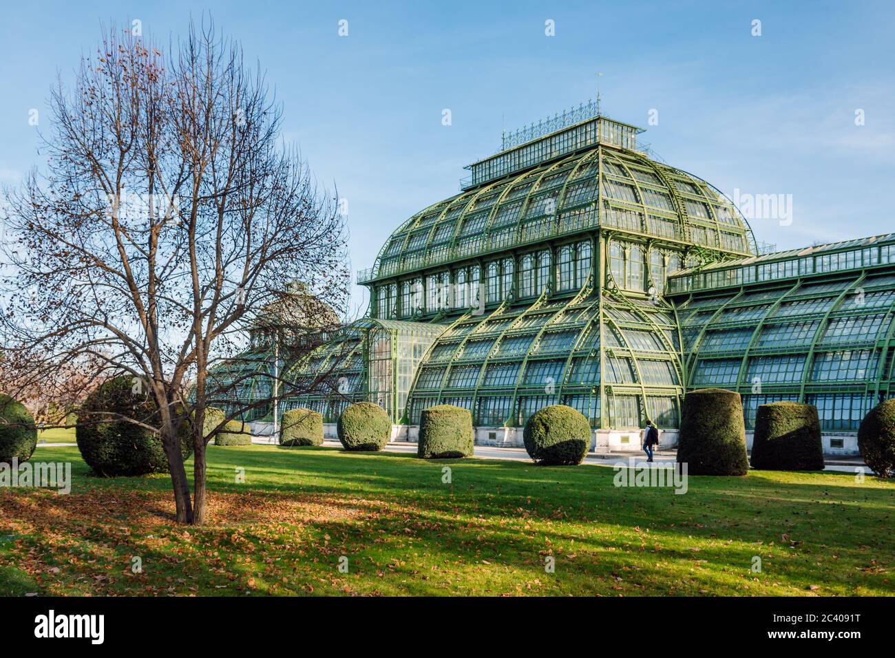 The Palmenhaus ( Palm house ) Schonbrunn is a large greenhouse in Vienna, Austria, featuring plants from around the world. It was opened in 1882. Stock Photo