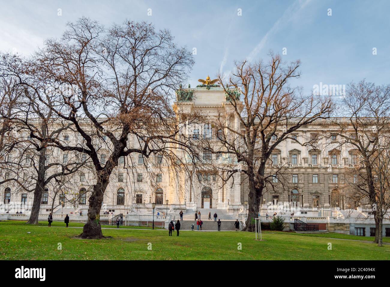 View of Hofburg Neue Burg, building part of the Hofburg palace complex from Burggarten park, Vienna, Austria. Stock Photo