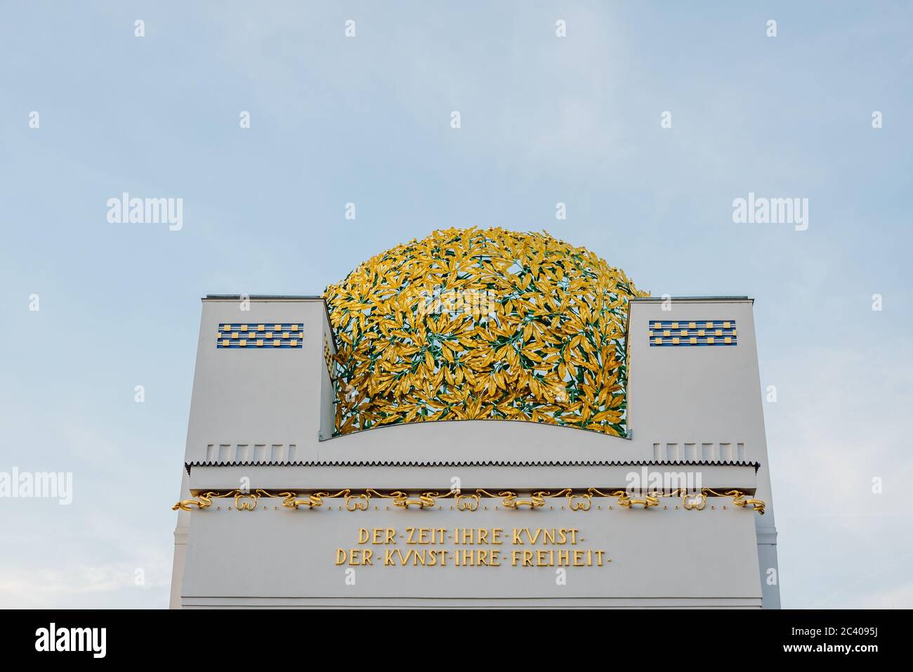 Secession Building facade with golden filigree globe, Vienna, Austria ...