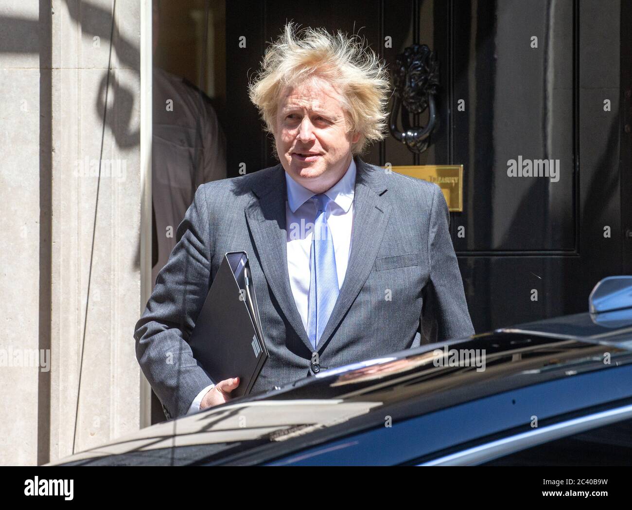 London, UK. 23rd June, 2020. British Prime Minister, Boris Johnson, Leaves Downing Street to go to the Houses of Parliament to make a statement. He is expected to ease the social distancing measures. Credit: Tommy London/Alamy Live News Stock Photo
